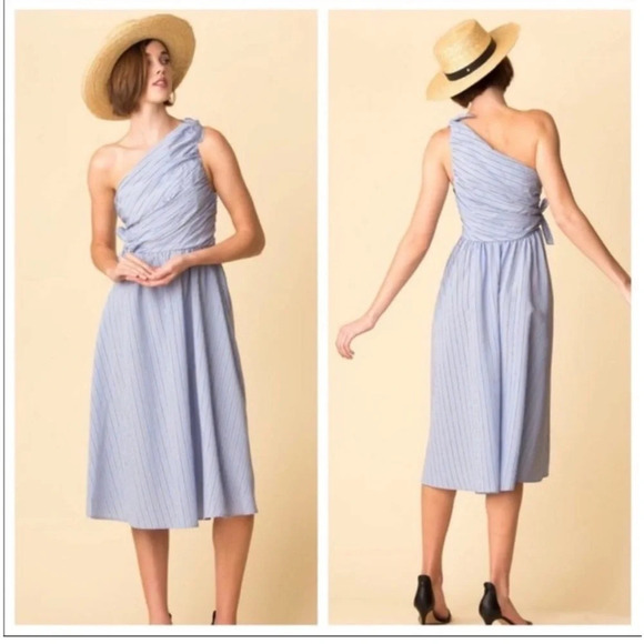 NWOT A.L.C. Cabrera Stripe One-Shoulder Dress Blue White Casual Women’s 4 - Picture 1 of 13